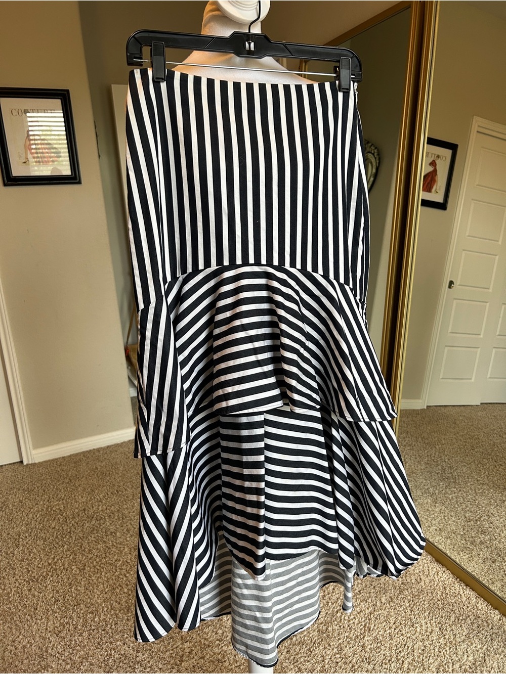 Gap Cascade Poplin Skirt Blue Stripe Navy and White Size XS